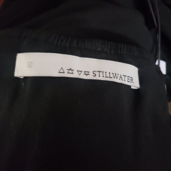 Stillwater Maxi Dress Halter Black Jersey Tie Dye Hem Side Slits Medium - Picture 11 of 12